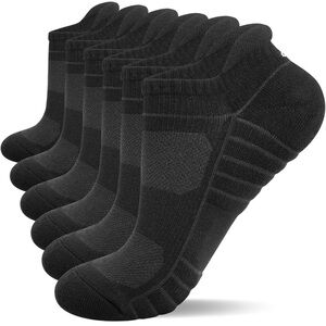 Athletic Running Ankle Socks, Low Cut Cushioned Anti-Blister Tab Sports Socks